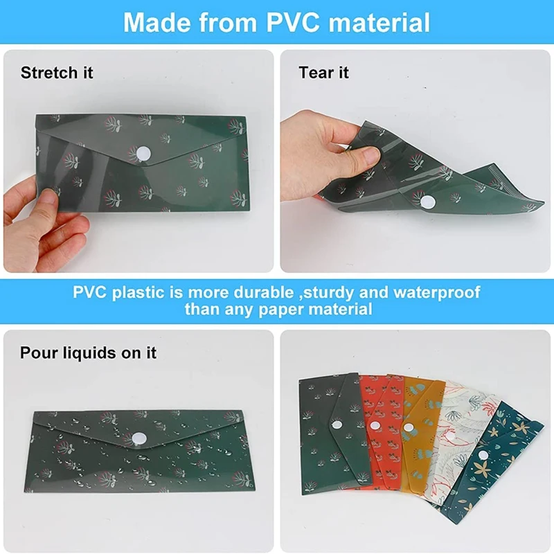 Waterproof Cash Budget Envelope Reusable Plastic Money Envelopes For Budgeting And Saving