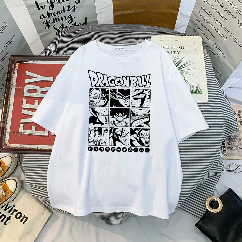 Dragon Ball 9 grid  Anime Dragon Women T-shirts Casual Summer Short Sleeve Tee Harajuku Female T-shirt Fashion Couples  Top white t shirt women Tees