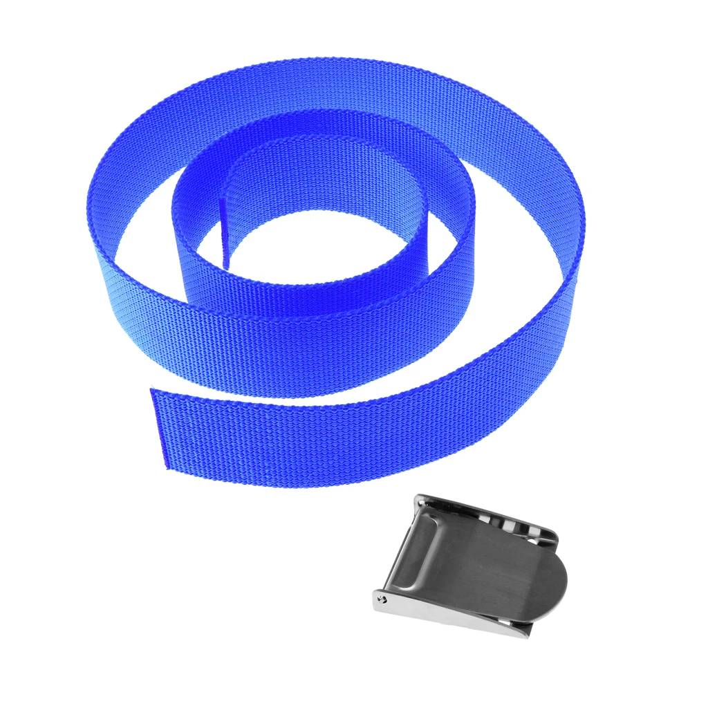 Diving Weight Belt Webbing With Stainless Steel Buckle 5cm 1.5m-Blue