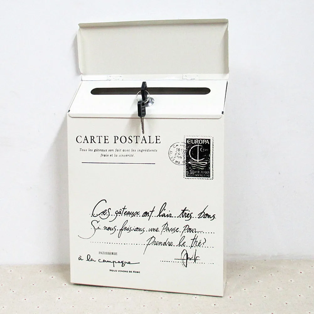 Горячий железный замок Коробка для письма винтажный настенный почтовый ящик для газет PLD - Цвет: White