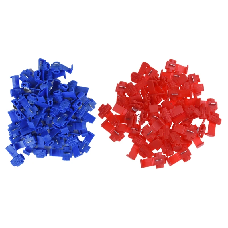 

Quick Splice Connectors Lock Wire Terminals Crimp Electrical Electric - 50pcs Blue & 50pcs Red
