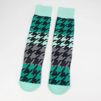 

Green Houndstooth Skateboard Socks Men Towel Bottom Comfort Cotton Meias Fit Performance Sox 007Y17