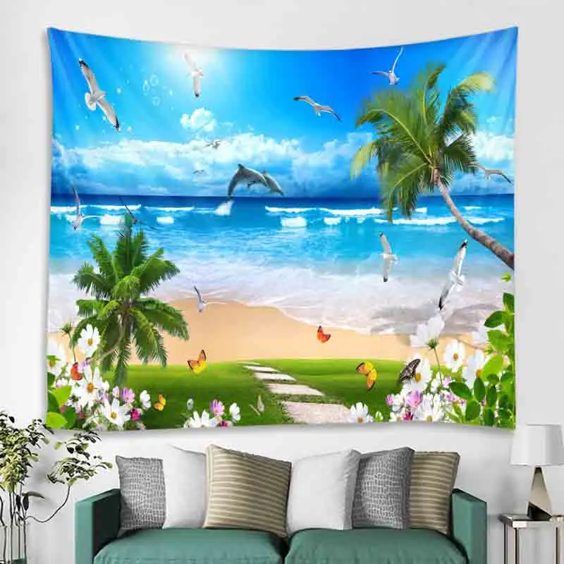 Seascape Plaza tapestry bedroom decoration beautiful landscape painting