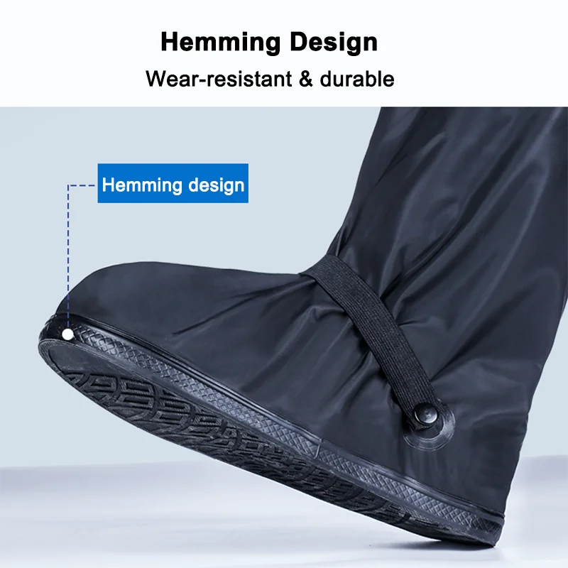 Motorcycle Shoe Cover Black Waterproof Wear-resistant High-tube Motorcycle Rain Boot Covers Outdoor Travel Rain Shoe Covers Motocross Riding Sport