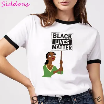 

Black Lives Matter Princess Female T-shirt George Floyd I Can't Breathe Women tshirts Aesthetic Black History Tops Ringer Tees