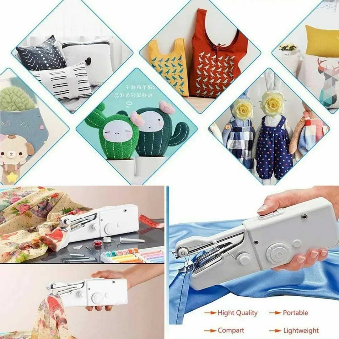 Home Travel Mini Portable Hand Held Single Stitch Fabric Sewing Machine Cordless Hand Held Sewing Machine