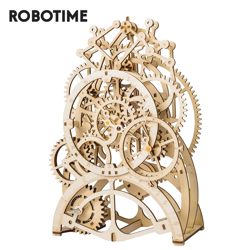 Robotime Rokr Diy 3d木製パズル機械式ギアドライブ振り子時計組立モデル構築キットのおもちゃ子供lk501 Model Building Kits Aliexpress