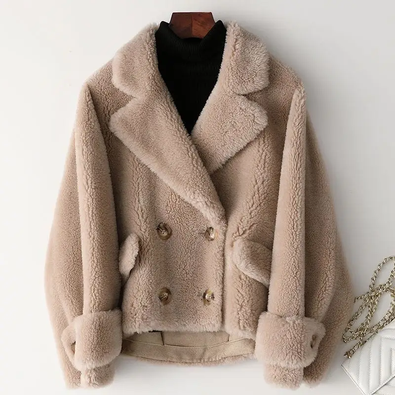 Женское зимнее пальто из натуральной овечьей шерсти, Женское пальто из натуральной шерсти, замшевая кожаная подкладка Abrigos Mujer Invierno R104