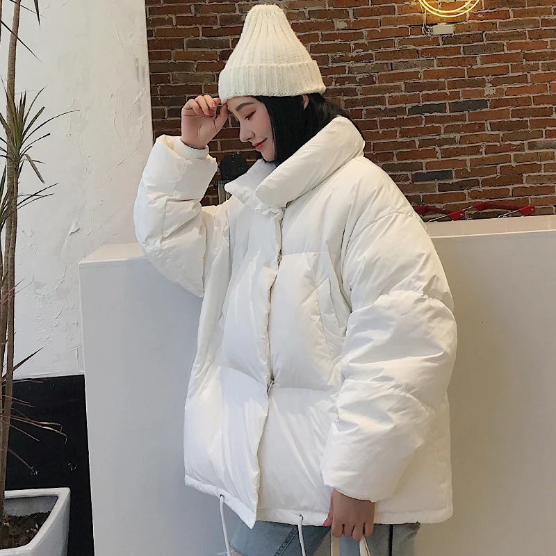 

2019 New Arrival Women Winter Jacket Korean Style Stand Collar Breasted Buttons Female Outwear Coat Fashion Short Parka