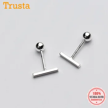 

Trustdavis Real 925 Sterling Silver Fashion Square Stick Screw Stud Earrings For Women Wedding Minimalist Fine Jewelry DS1158