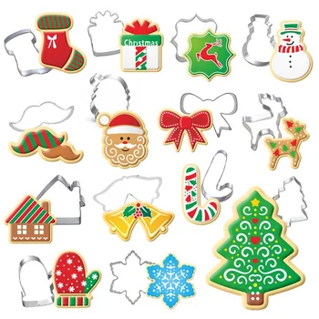 

Christmas Cookie Cutter Stainless Steel Cut Candy Biscuit Mold Cooking Tools Christmas Theme Metal Cutters Mould Snowflake Snowm
