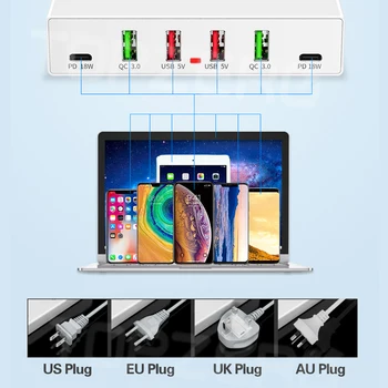 

72W 6 Ports Quick Charge 3.0 USB Charger Adapter New Staion HUB for Mobile Phone Charger USB C PD Fast Charger for Smart Phone