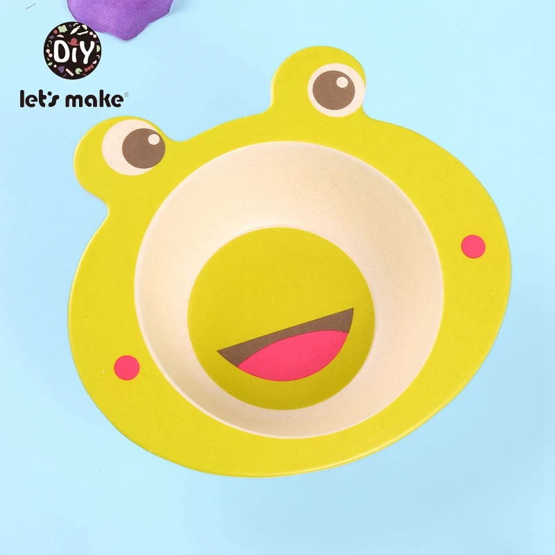frog Давайте изготовим детские блюда для игр, пищевая вилка, чашка для курицы, пищевая добавка, мультяшная тарелка для кормления детей, посуда для детей - Цвет: frog