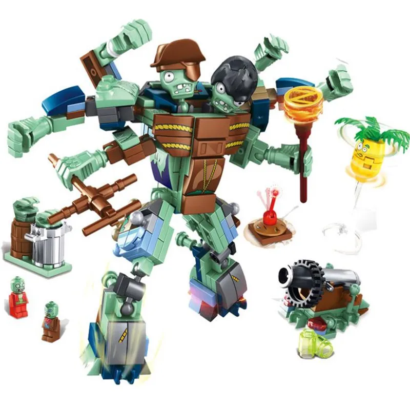 

Zombies Mech 4 in 1 struck Game toy Hats Pirate Building Blocks DIY Educational Bricks Toys for Children Gifts