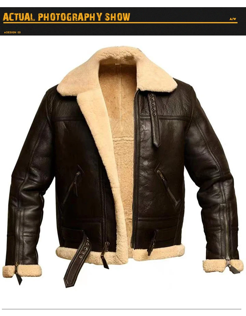 PU Jacket Bomber-Coat Motorcycle Faux-Sheepskin Winter Men New Turn-Down Thick Collar Casual Coats Streetwear slim fit leather jacket