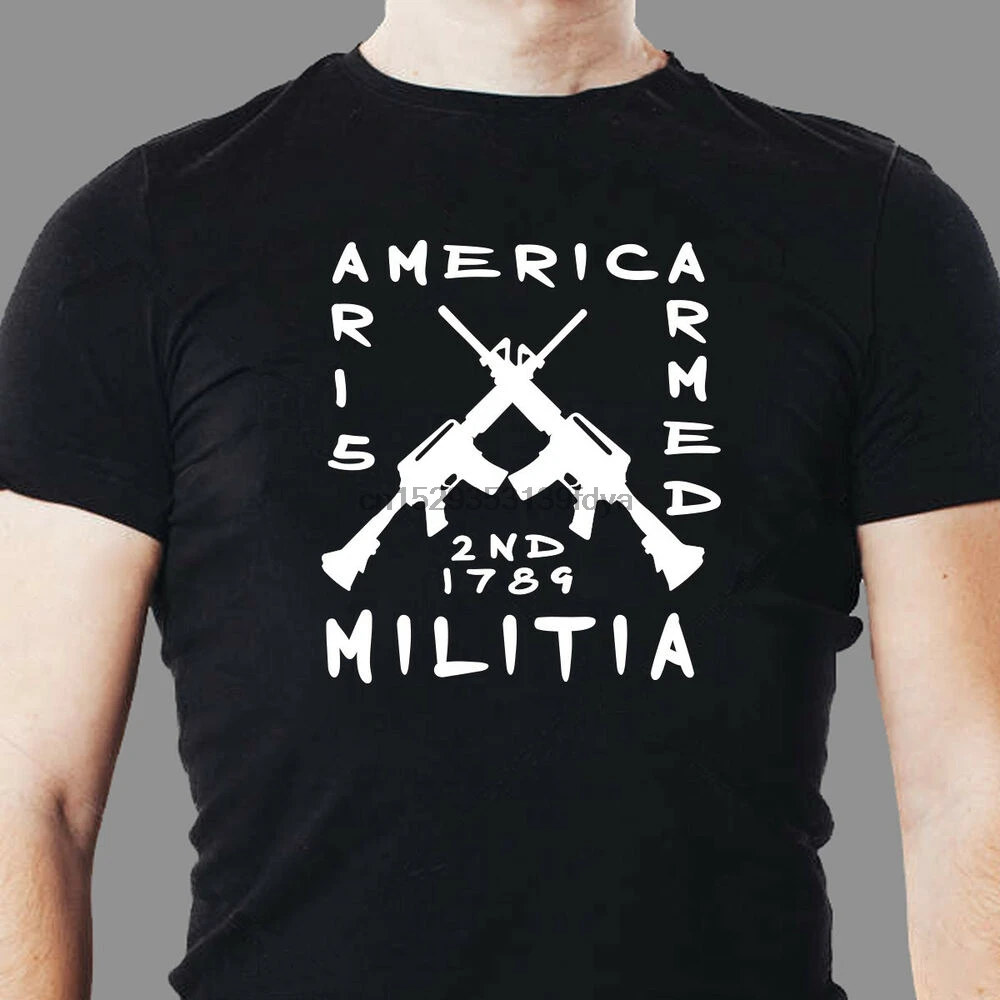 Америка AR 15 вооруженные милиции 2nd поправка патриотическая футболка | Мужская