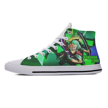 

Japan Anime One Piece Roronoa Zoro Fashion Popular Casual Canvas Shoes High Top Harajuku Breathable 3D Printed Men women Sneaker