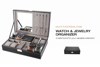 

Multifunctional 8 Watch Display PU Leather Box Jewelry Case Storage Organizer