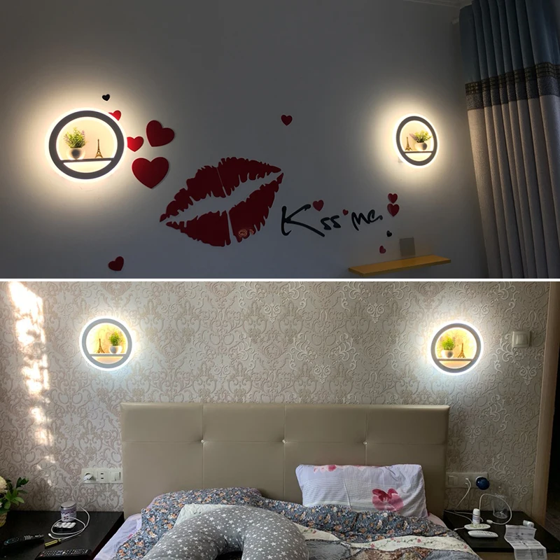 LED Wall Lamp Dimmable Modern for Bedroom Living Room Wall Light Flower And Tower Segment 2.4G RF Remote Control AC220V 29W