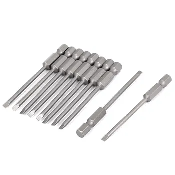 

uxcell 1/4"x75mmx3mm Hex Shank Magnetic Slotted Screwdriver Bits 10pcs