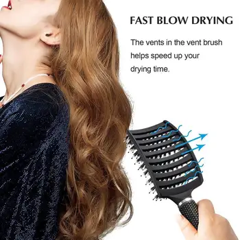 

Brushy Anti Klit Hairbrush Women Female Hair Scalp Curly Hairbrush Massage Bristle&nylon Comb Hair Brush For Salon Detangle W5E7