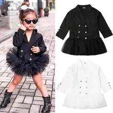 От 3 до 8 лет; детское платье для маленьких девочек; пальто; Однотонный однобортный Кружевной Костюм с оборками; вечерние топы; осенняя одежда