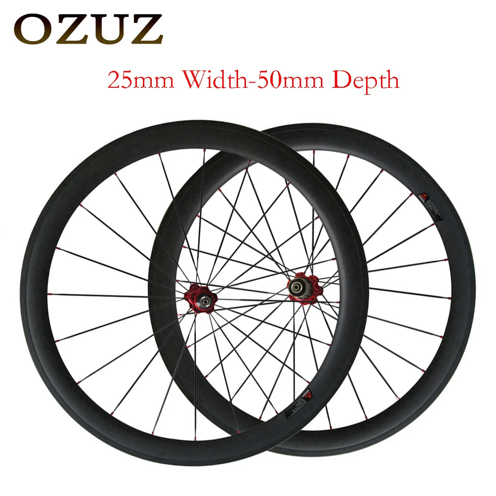 

OZUZ A271SB/F372SB 25mm Width Red Carbon Wheels 3k Matte Clincher Front Rear Bicycle wheel roda 700c 38mm 50mm Carbon Wheelset