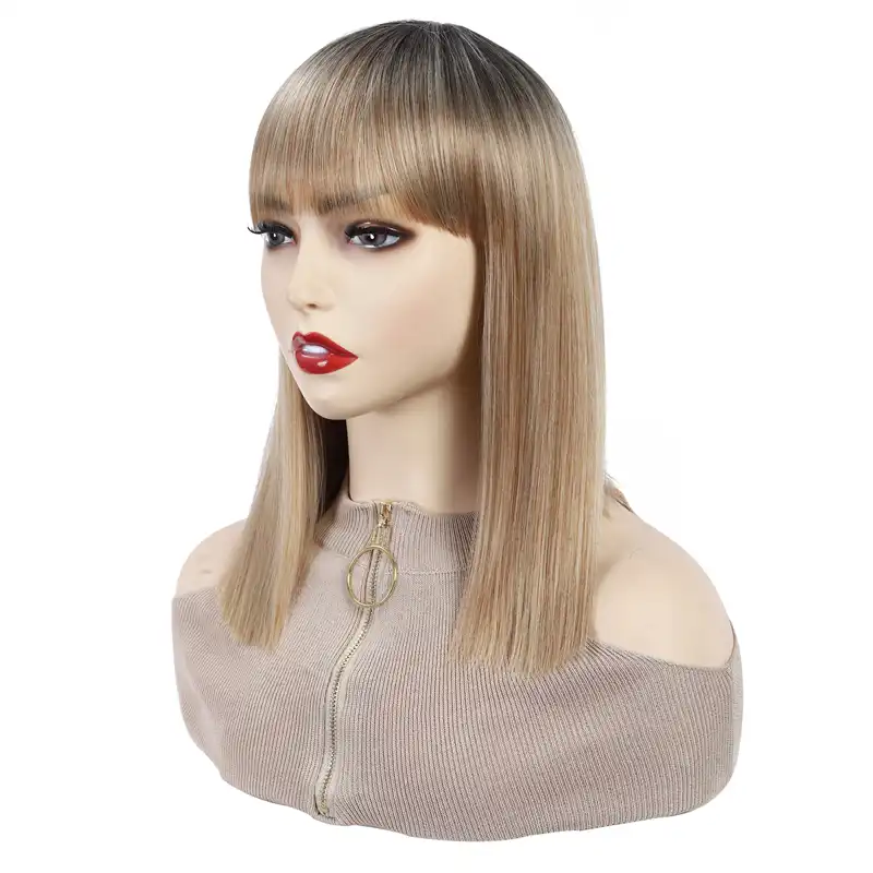 Pariki Dlya Zhenshin Gaka Bobo Korotkie Vyushiesya Volosy Cvet Ombre Chernyj Smeshannyj Blond Parik Dlya Kospleya Sinteticheskij S Chelkoj Aliekspress
