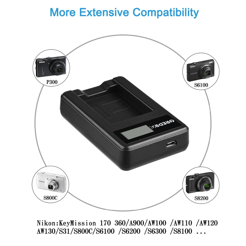 Batteria Caricabatterie USB LCD per Nikon Coolpix e altri modelli - 3 pezzi 56