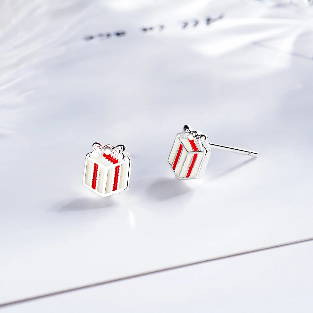 Dainty 925 Sterling Silver Christmas Stud Earrings For Women Tree Snowflake Bell Snowman Deer Earrings Jewelry Xmas Gifts - Окраска металла: S-E705