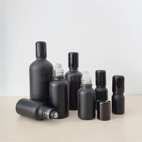 Preto para os Óleos Frasco de Perfume Frasco de 100ml 50 30 20ml Rolo no Essenciais Recarregáveis Desodorante Containers 100pcs 5ml ml 15 10ml