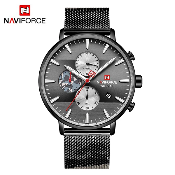 NAVIFORCE мужские часы модные водонепроницаемые часы Топ люксовый бренд хронограф кварцевые наручные часы для мужчин Relogio Masculino - Цвет: CFBlackNoBox