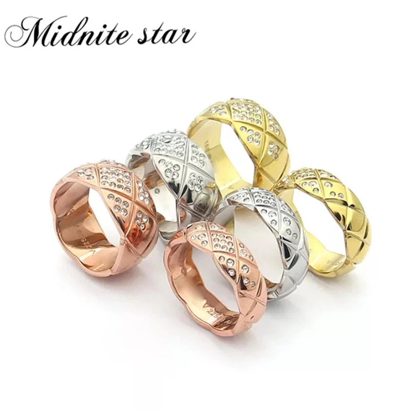 

Multi-size Full crystal Rose Gold Plating Women Ring 361L stainless steel Charm Finger Rings Trendy Female Jewelry Gift 2020