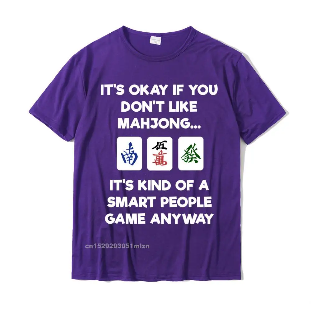 Fashion Casual Comics Short Sleeve T Shirts Mother Day Round Collar 100% Cotton Fabric Tops Tees for Men Tee-Shirts Birthday Mahjong T-Shirt - Funny Mahjong Smart People__5235 purple