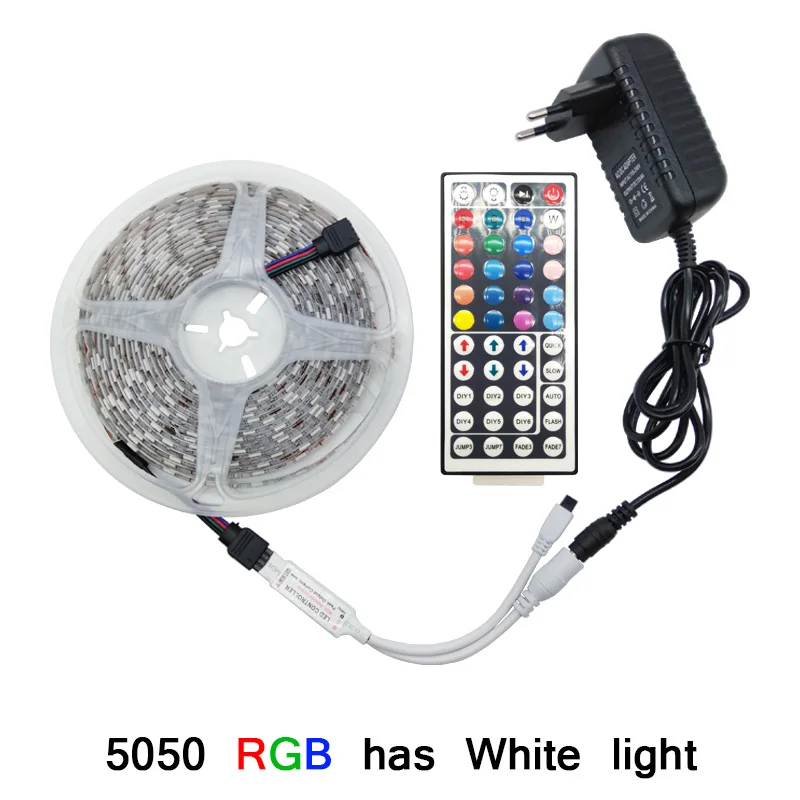 5050 RGB With 44Key 5 м 10 м 15 м WiFi светодиодный светильник RGB водонепроницаемый SMD 5050 2835 12 В 12 В rgb диод гибкая лента Wi-Fi адаптер+ разъем адаптера - Испускаемый цвет: 5050 RGB With 44Key