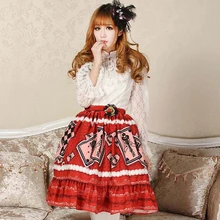 Принцесса Сладкая Лолита Юбки Милая принцесса юбка Оригинальное японское происхождения красная Алиса чай Клуб Покер половина длины юбка GZWY109