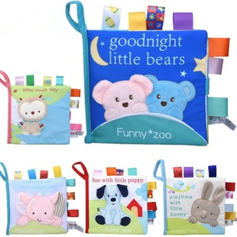 

3D Baby Cloth Book Newborn Early Educational Soft Quiet Book Infant Cognitive Can Bite Reading Matter Ring Paper Rattles Book