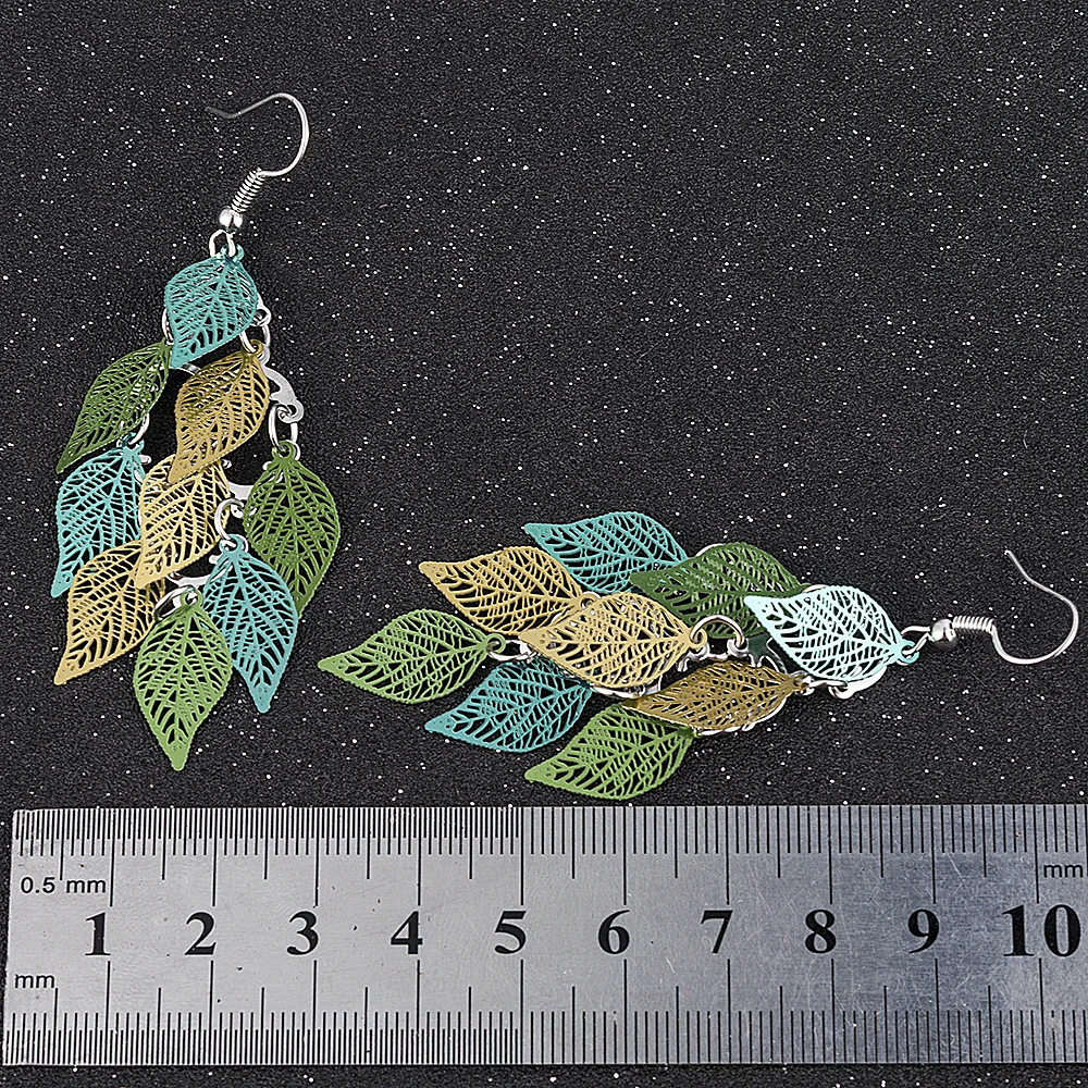 2022 New Women Girl Bohemian Leaves Pendant Dangle Drop Earrings Elegant Party Boho Earring Jewelry 6