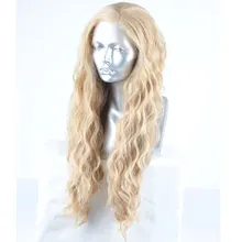 Bombshell 13*3 дюймов синтетический парик фронта шнурка смешанный блонд цвет глубокая волна Жаростойкие Волокна Волос боковое расставание для женщин девушек