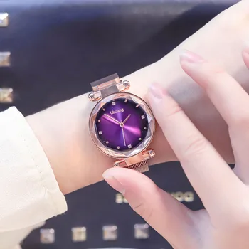 

Droppshiping 1 Pcs Women Quartz Watches Starry Dial Masonry with Magnet Alloy Mesh Band J55