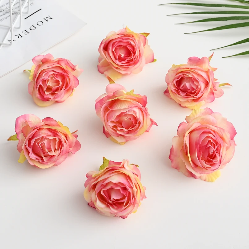 thumbnail image 1 of 2/10 piezas de flores artificiales baratas, rosas de seda para decoración del hogar, bodas, Navidad, bricolaje, álbumes de recortes, suministros para manualidades, plantas falsas, 1 of 5