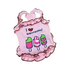 Футболка Собака мелких пород Милая хлопковая Футболка с принтом мороженого для домашних собак и кошек летняя одежда жилет XS-L домашняя одежда для животных