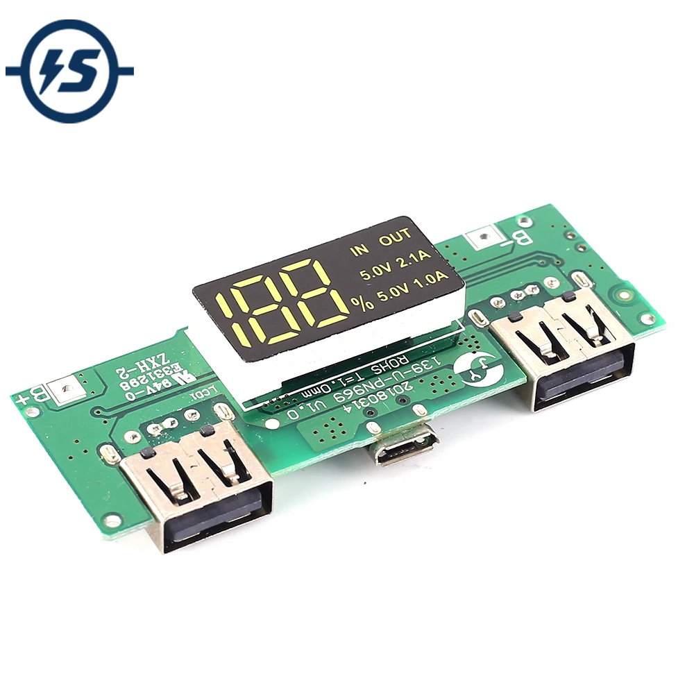 Двойной USB Мобильный дисплей мощность Boost модуль 5 в 2.1A зарядное устройство