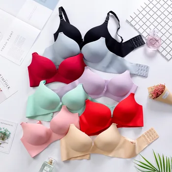 

Shiny Side Thin Breathable Solid Seemless Non-Steel Ring Bra Push up Thick Thin Sexy Underwear Women's