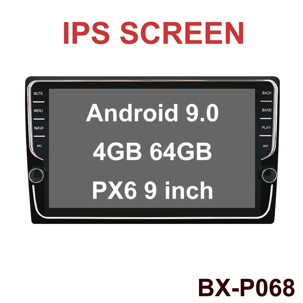 Bosion 1 Din 10 ''PX6 Универсальный Android 9,0 4 Гб+ 64 Гб ips автомобильный Радио Стерео gps навигация WiFi 1024*600 сенсорный экран камера - Цвет: BX-P068 9 inch