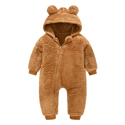 Barboteuse en coton à capuche pour bébé de 0 à 4 ans, combinaison de dessin animé ours, costume pour garçon et fille, collection automne hiver 2021 