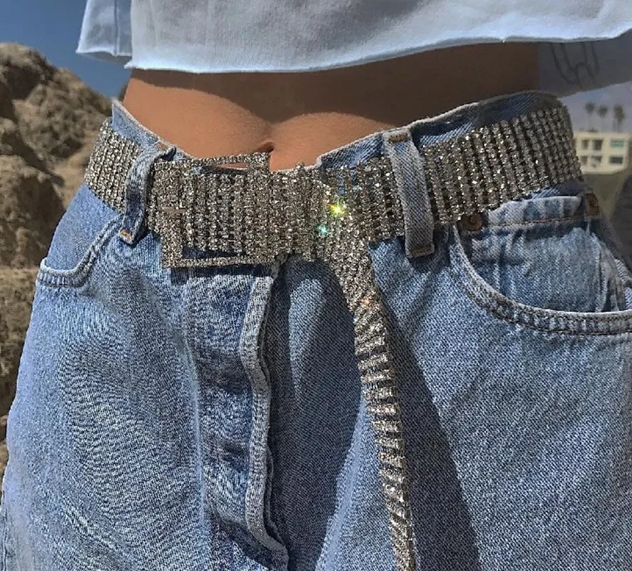 Женский Блестящий Пояс со стразами 1 шт. 120*3 см|Женские ремни| |