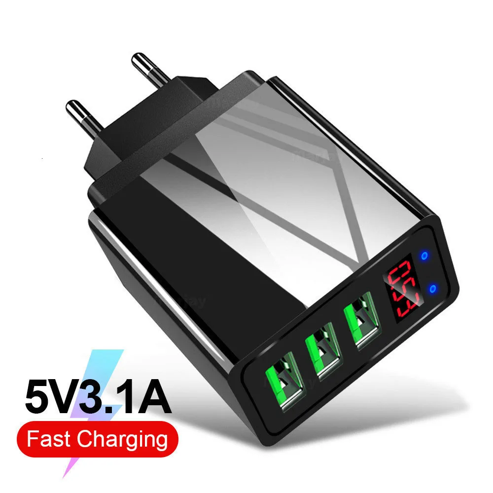 3 Порты USB Зарядное устройство ЕС штепсельная вилка американского стандарта LED