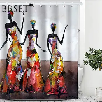 

African Girls Shower Curtain Beautiful Girl Dancing Glossy Lips Printed Waterproof Multi-size Cortina De Bano Bathroom Decor