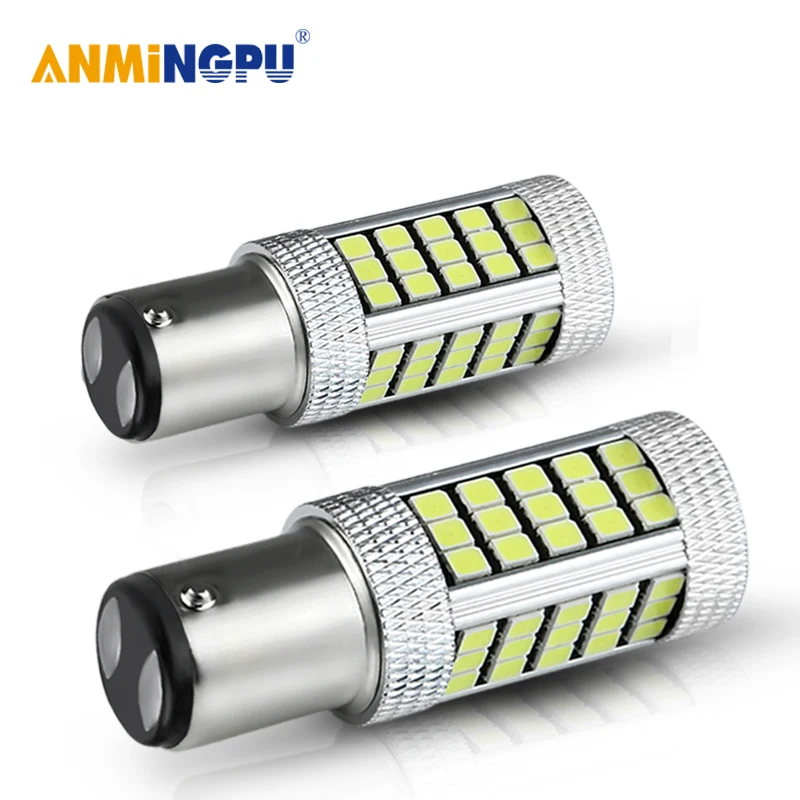 

ANMINGPU 2x Signal Lamp P21 5W Led BAY15D Led Lamp 2835SMD Led Car Interior Light Reversing Lights Brake Light Red/White/Amber